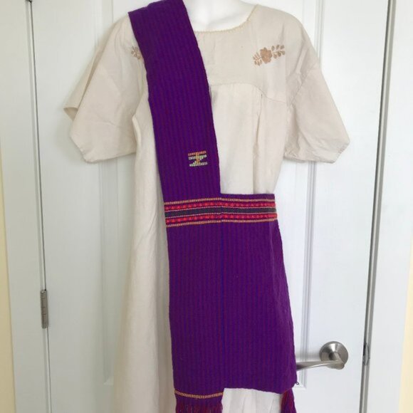 Purple Woven Crossbody Shoulder Bag with Fringe Trim Central America Cloth Purse - Picture 1 of 4